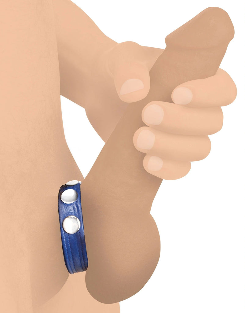Leather Speed Snap Adjustable Cock Ring Cockring - Blue