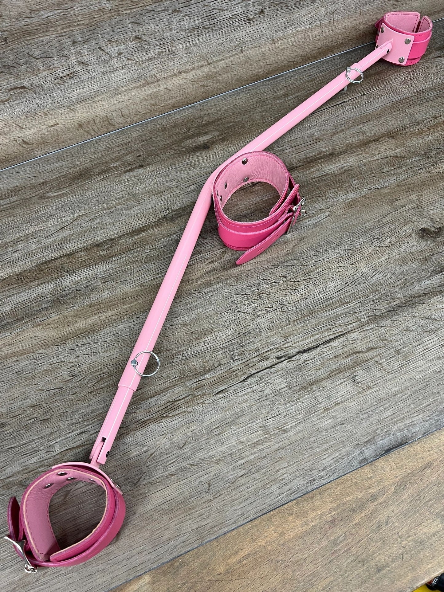 Pretty in Pink Yoke Bondage Bar Restraint w/ Adjustable Length Arms & Leather