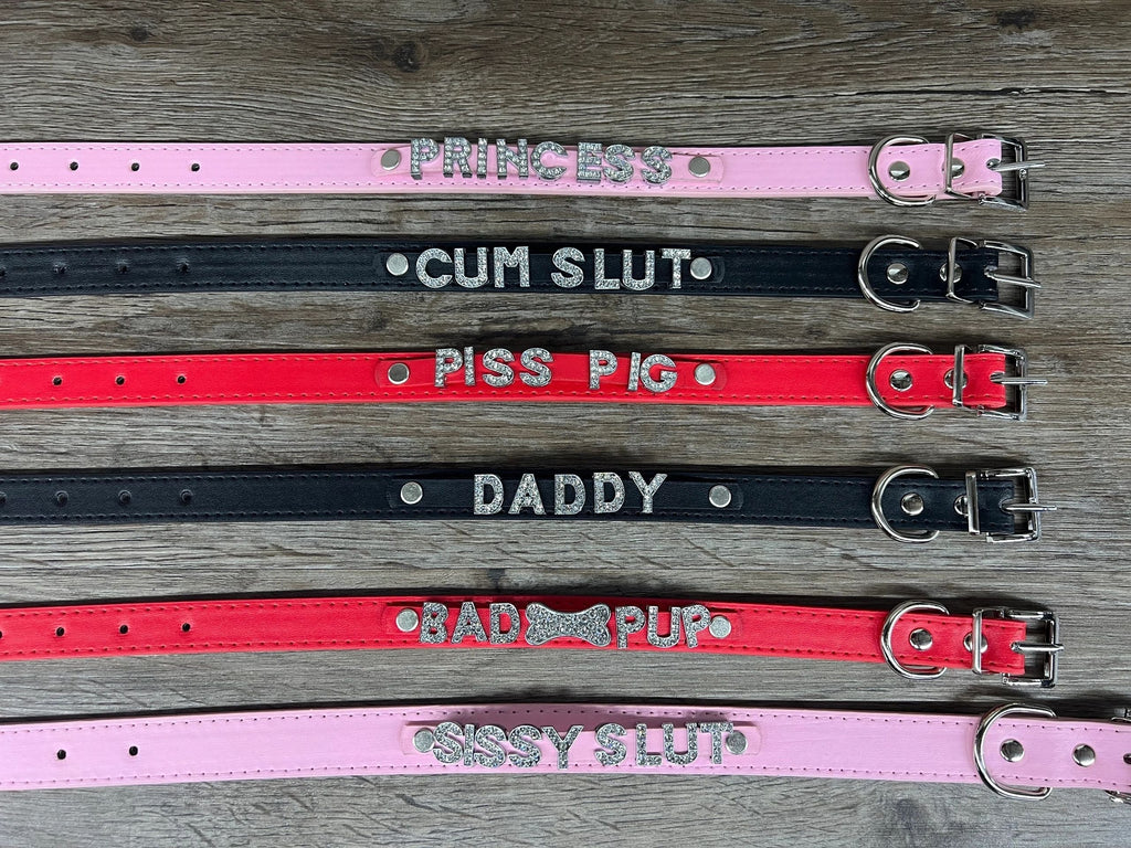 Custom Personalized Vegan Leather BDSM Bondage Slave Collar Slave BDSM