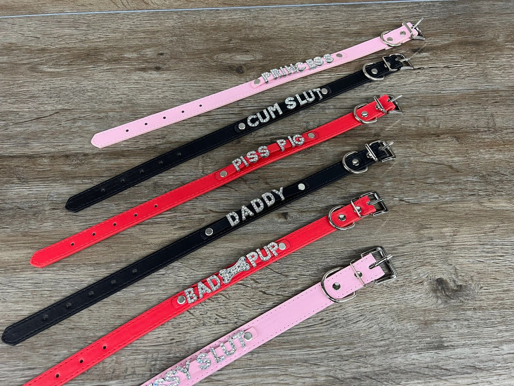 Custom Personalized Vegan Leather BDSM Bondage Slave Collar Slave BDSM