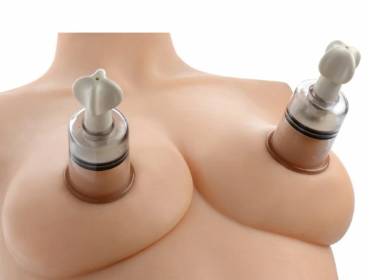 Twist & Shout Nipple Suckers (Rotary Screw Style Vacuum Suction Cylinder) Black, White & Red