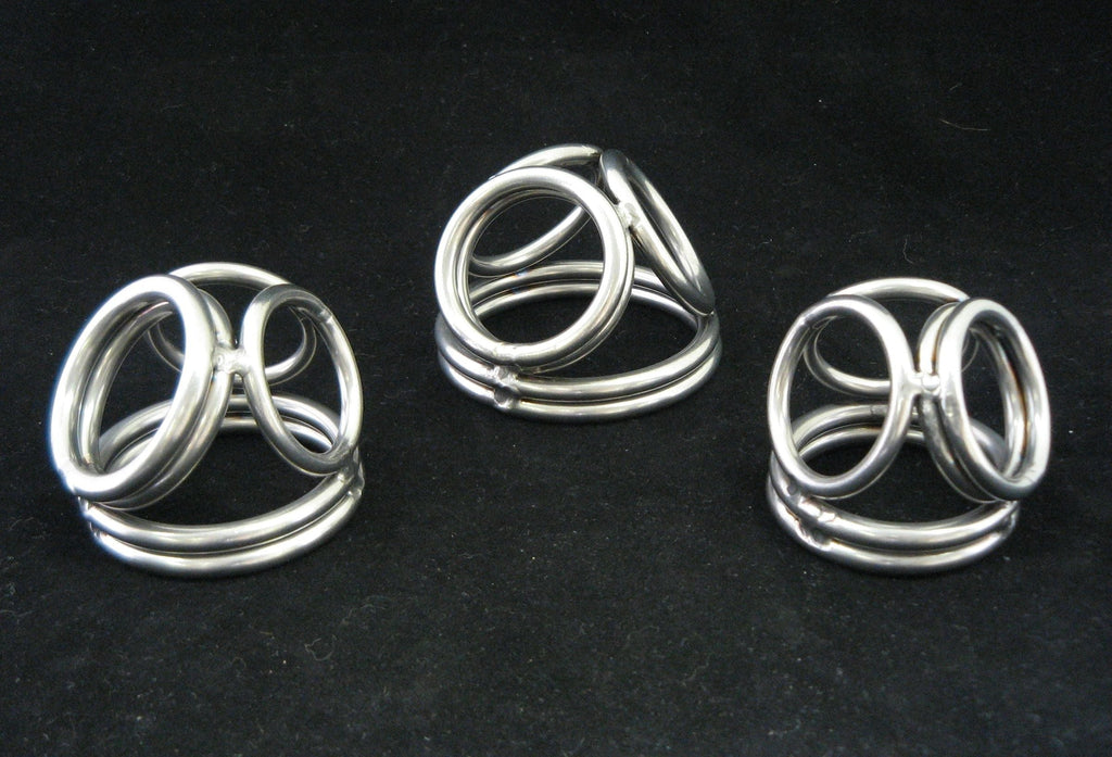 Custom Sized Quad Rings Cock Cage Cockring in Stainless Steel