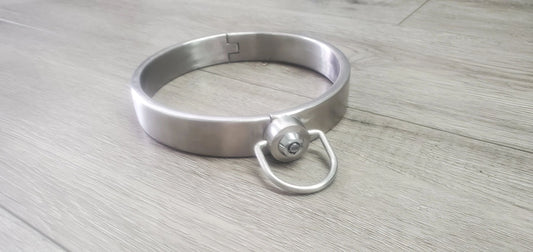 Stainless Steel SS 1" Wide Locking Slave Collar w/ D-Ring