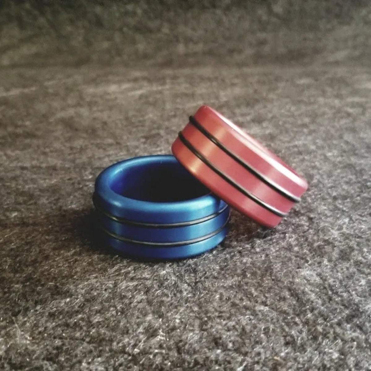 Double Accent Band Style Anodized Glans Ring in Aluminum