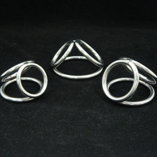 Triple Rings Cage Cockring in Stainless Steel