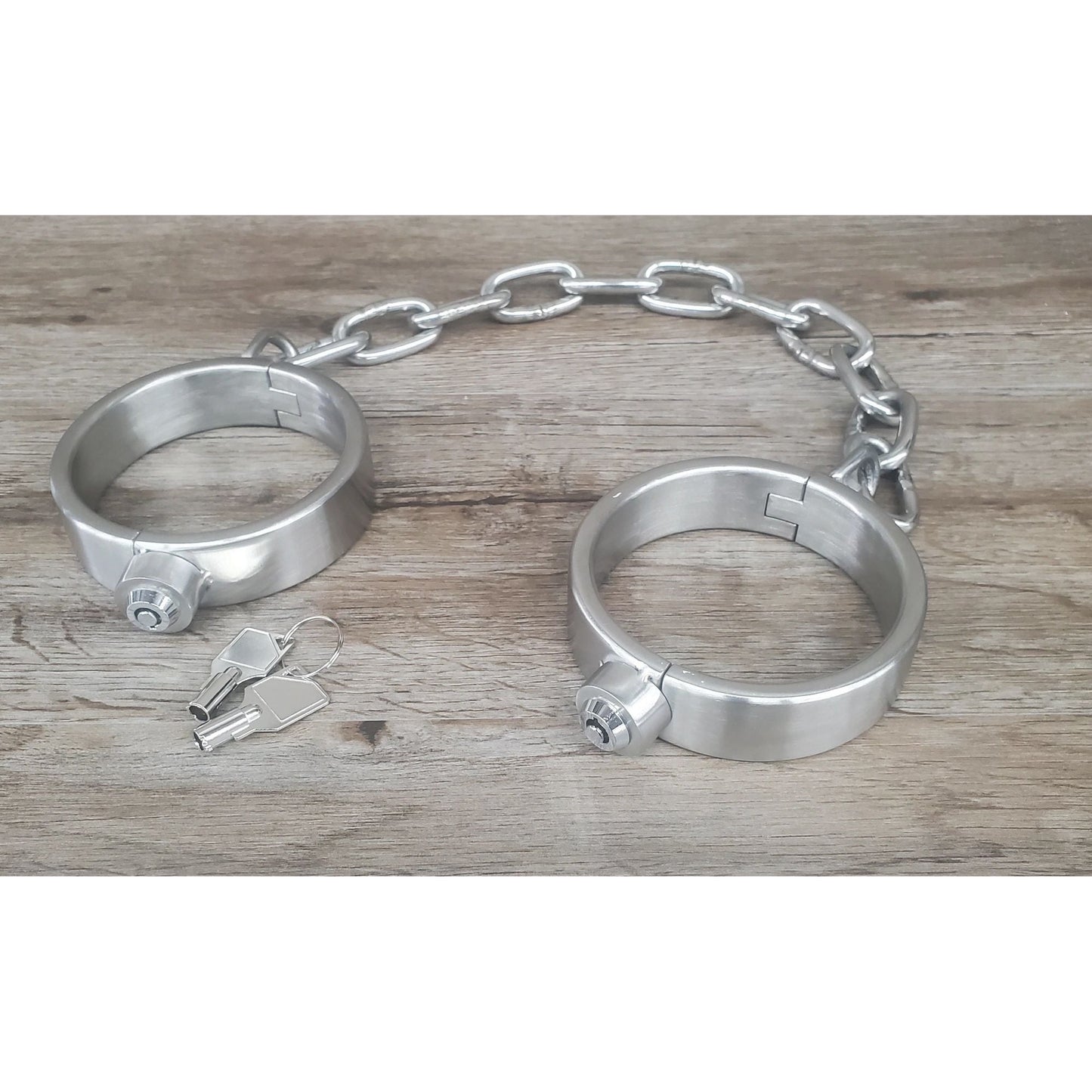 1" Wide Locking Ankle Shackles w/ D-Ring in Stainless Steel SS