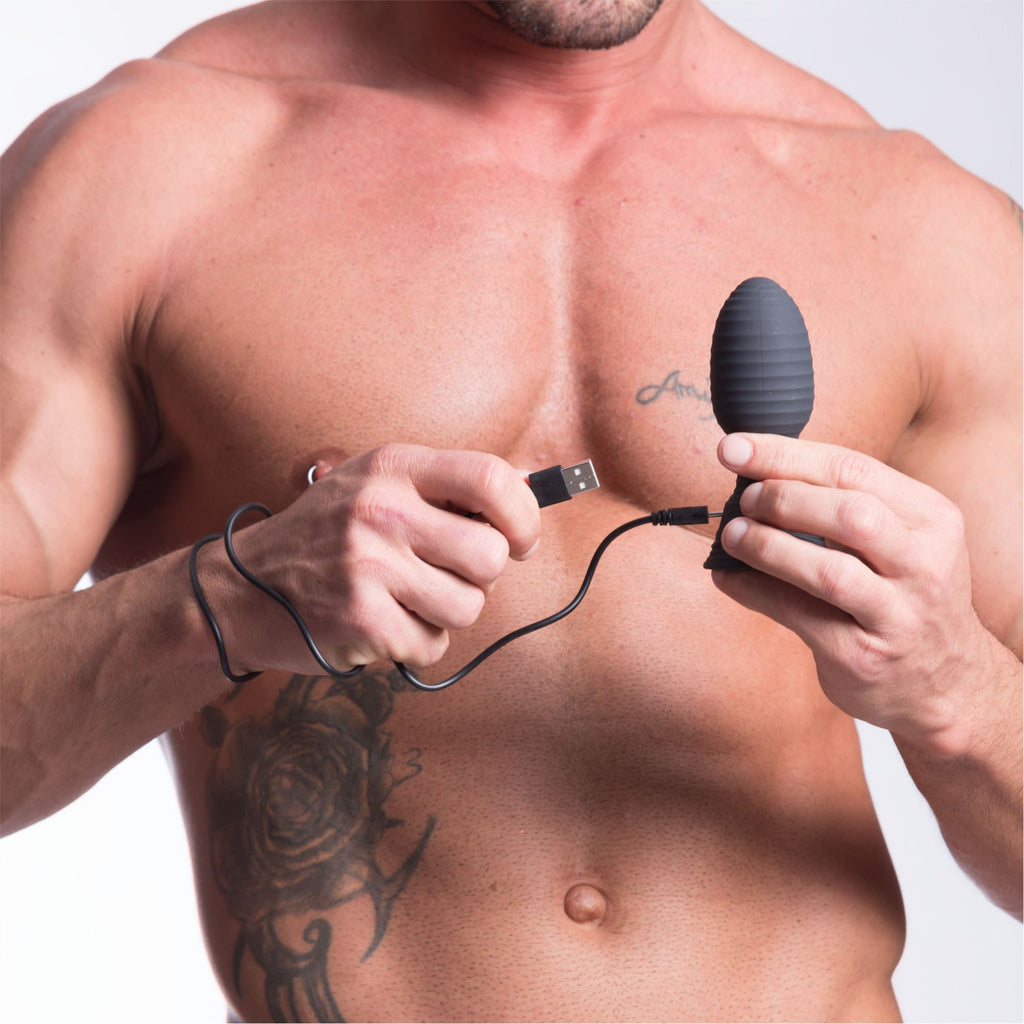 VIP Silicone Vibrating Inflatable Butt Plug Rechargeable Remote Control