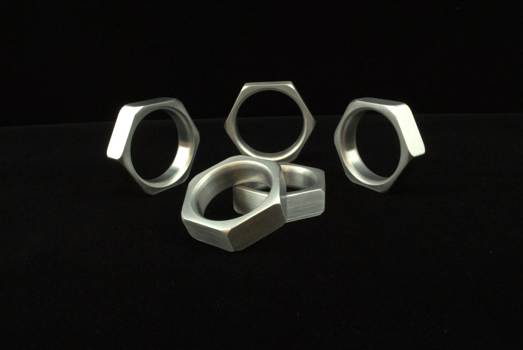 Cock Nut Hex Style Cockring in Aluminum