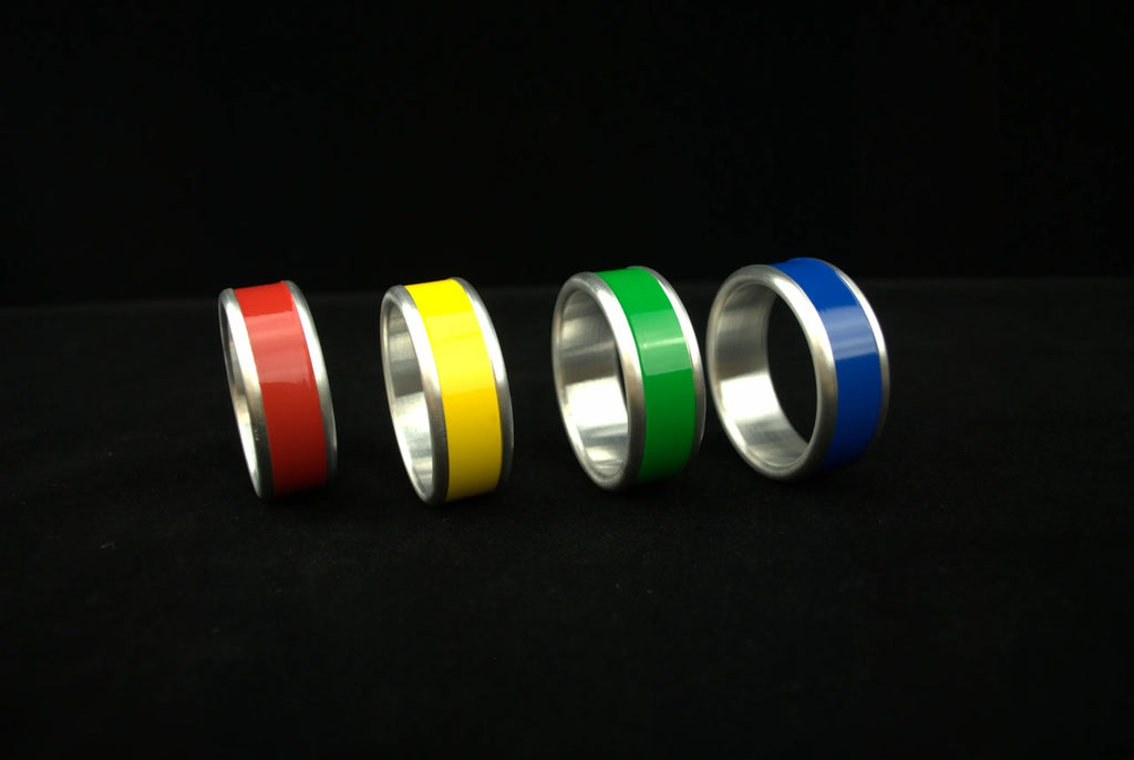 Pride Style Color Stripe Cockring in Aluminum