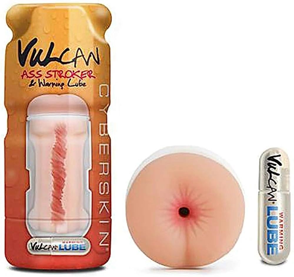 Vulcan Ass Stroker & Warming Lube Cyberskin Masturbator Pocket Pussy Vibrator
