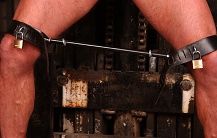 Thigh Spreader Fixed Length Bar with Additional Eye Loops and Leather Restraints