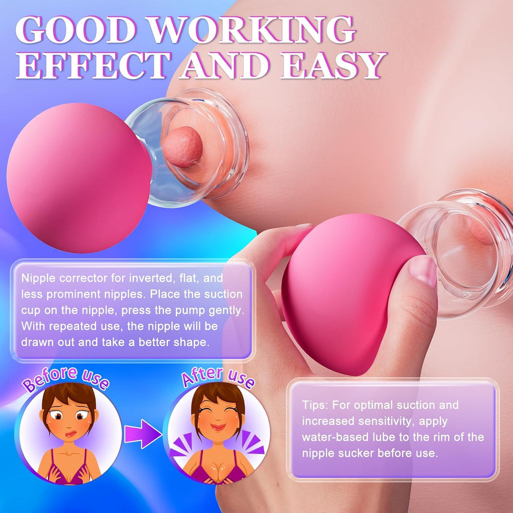 Mushroom Top Nipple Suckers with Clear Glass Body Tit  Clamps Breast Play