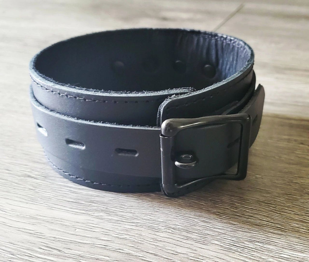 Leather Wrist Restraints / Cuffs Handmade - Locking Option Buckle