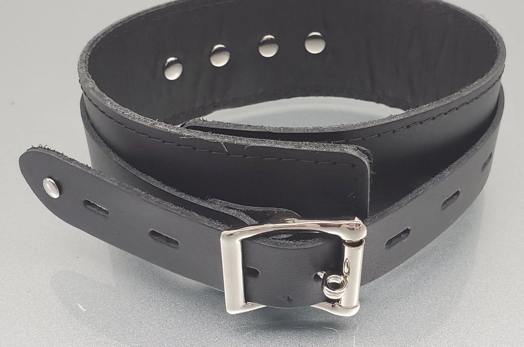Leather D-Ring Collar Restraint with Locking Buckle (2