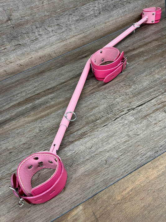 Pretty in Pink Yoke Bondage Bar Restraint w/ Adjustable Length Arms & Leather