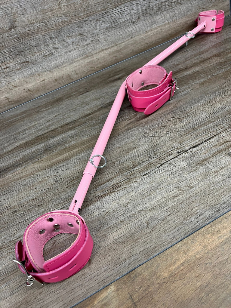 Pretty in Pink Yoke Bondage Bar Restraint w/ Adjustable Length Arms & Leather