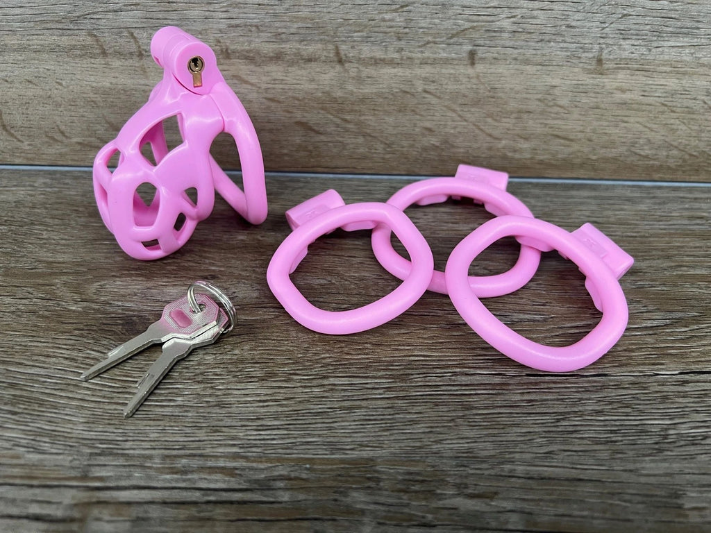 The Pink Sissy Chastity Cock Cage - CBT Cuckold CBT Cock Ball BDSM Chastity Cage Belt 3D Printed