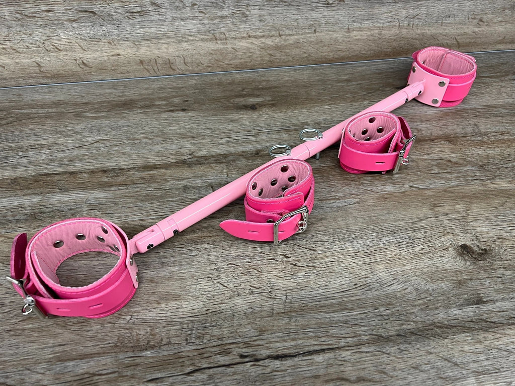 Pretty in Pink Adjustable Bondage Stocks BDSM Spreader Bar