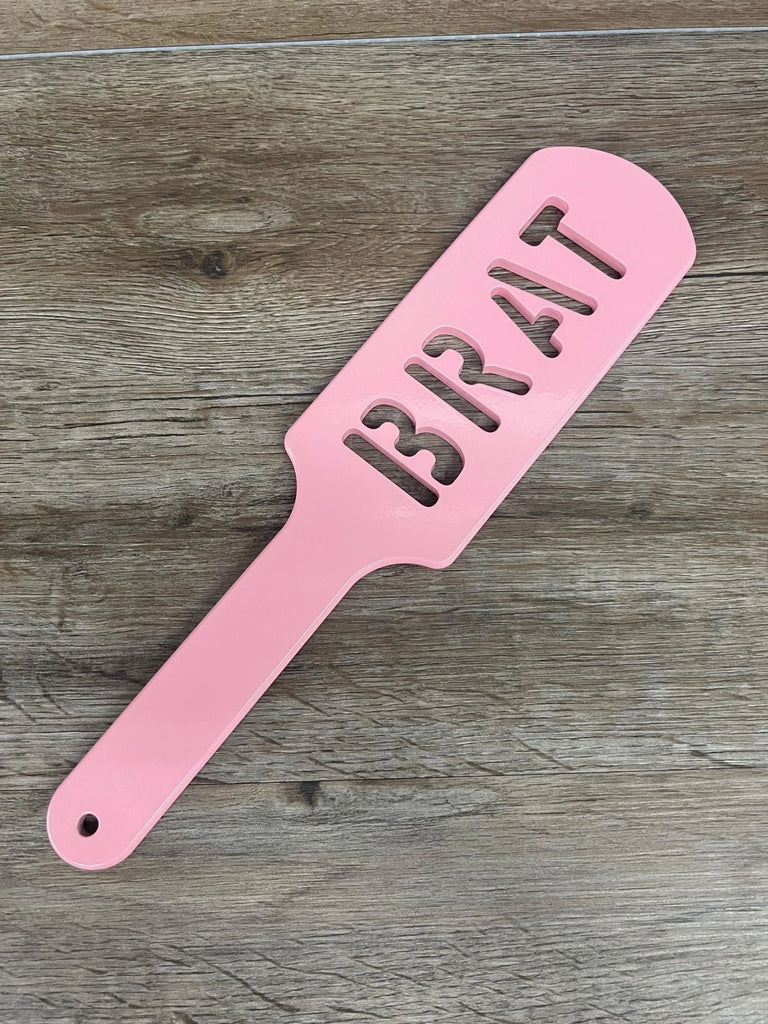 Pink BRAT Cutout Aluminum Paddle Impact Device Spanking Slapper Pretty in Pink Collection