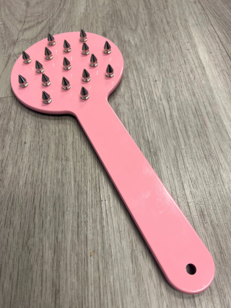 Pretty in Pink Porcupine Spiked Aluminum Spanking Paddle with Spikes