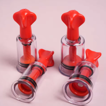 Twist & Shout Nipple Suckers (Rotary Screw Style Vacuum Suction Cylinder) Black, White & Red
