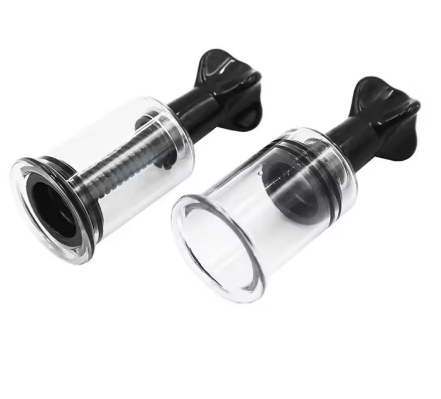 Twist & Shout Nipple Suckers (Rotary Screw Style Vacuum Suction Cylinder) Black, White & Red