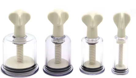 Twist & Shout Nipple Suckers (Rotary Screw Style Vacuum Suction Cylinder) Black, White & Red