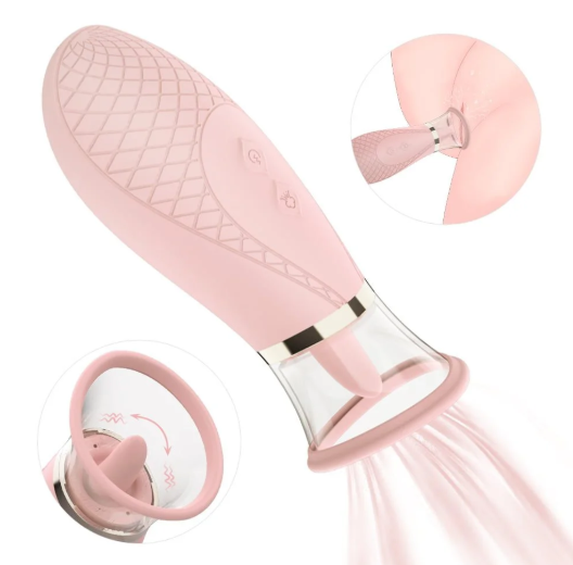 Honey Pistil Tongue Licking Sucking Pussy Pump Vibrator (Green or Pink)