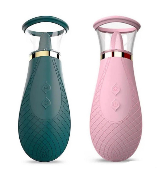 Honey Pistil Tongue Licking Sucking Pussy Pump Vibrator (Green or Pink)