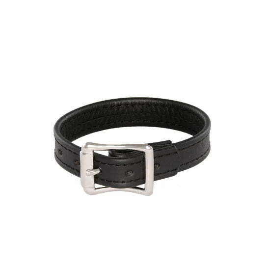 Black Leather Cockring with Buckle