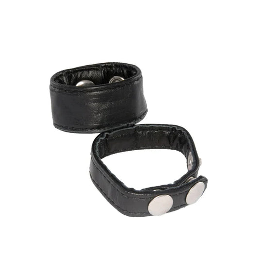 Leather Ball Stretcher & 3 Snap Cockring Combo