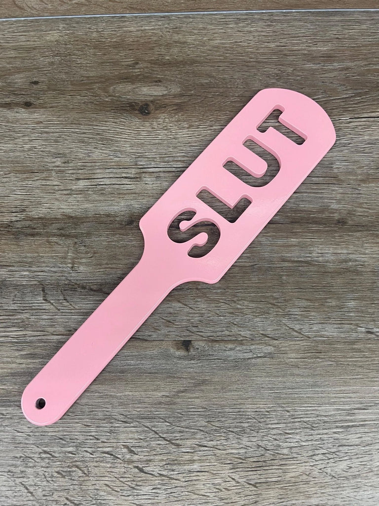 Pink SLUT Cutout Aluminum Paddle Impact Device Spanking Slapper Pretty in Pink