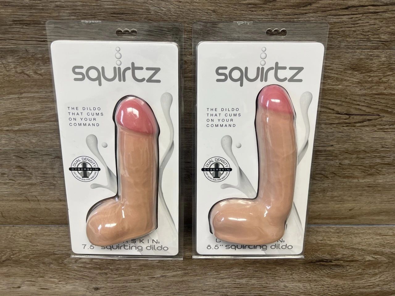 Squirtz Cyberskin Life Like Squirting Dildo w/Balls Dong Cums on Command 7.5" or 8.5"