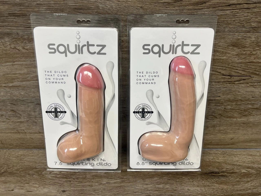 Squirtz Cyberskin Life Like Squirting Dildo w/Balls Dong Cums on Command 7.5