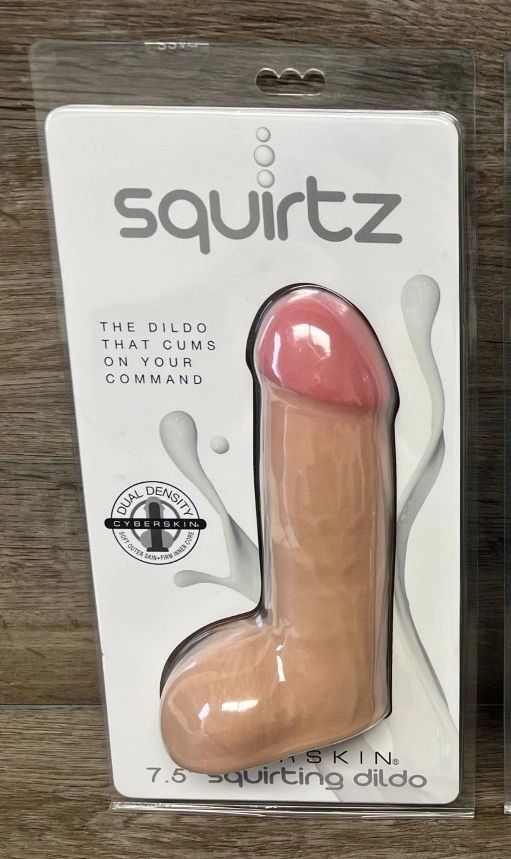 Squirtz Cyberskin Life Like Squirting Dildo w/Balls Dong Cums on Command 7.5
