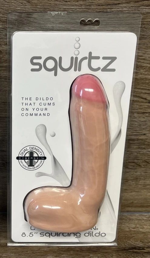 Squirtz Cyberskin Life Like Squirting Dildo w/Balls Dong Cums on Command 7.5" or 8.5"