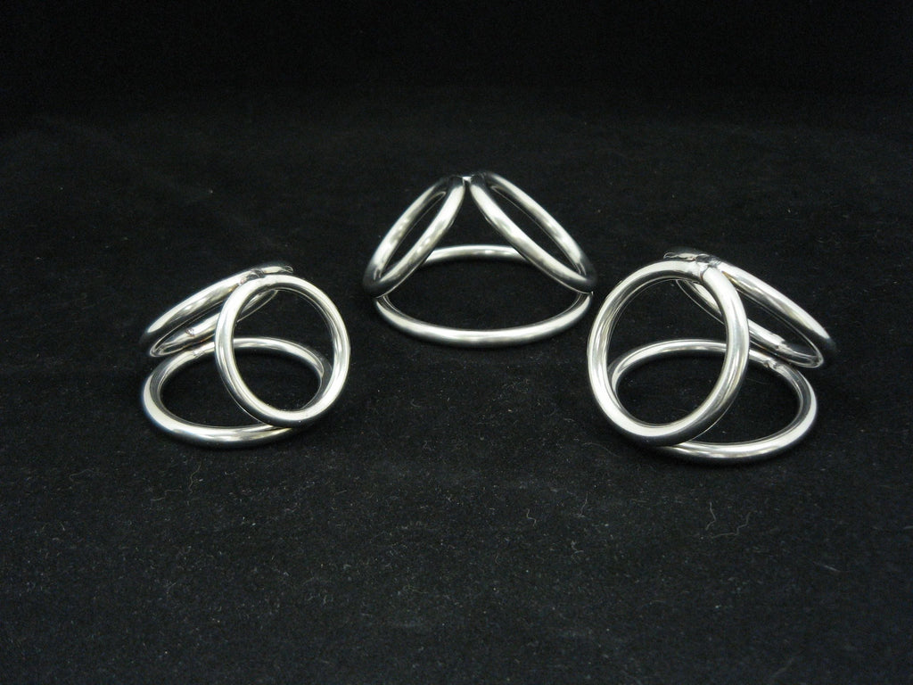 Triple Rings Cage Cockring in Stainless Steel