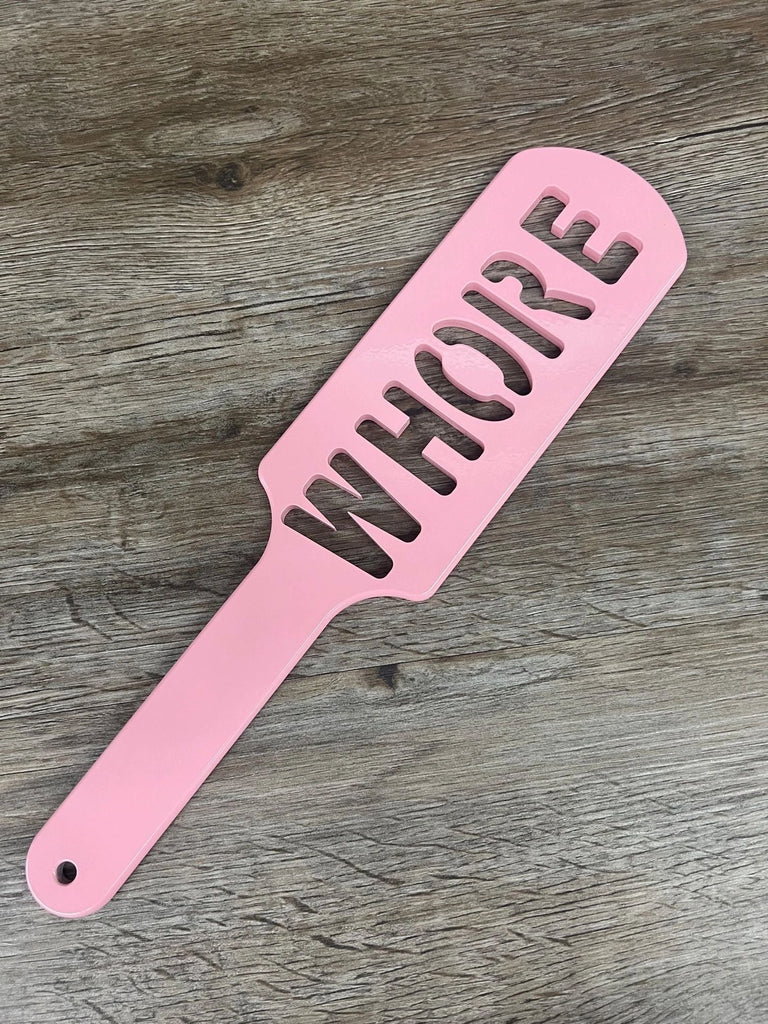 Pink WHORE Cutout Aluminum Paddle Impact Device Spanking Slapper Pretty in Pink