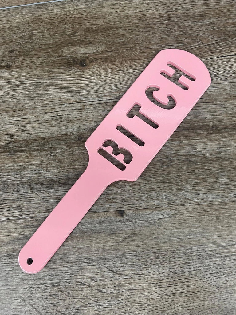 Pink BITCH Cutout Aluminum Paddle Impact Device Spanking Slapper Pretty in Pink