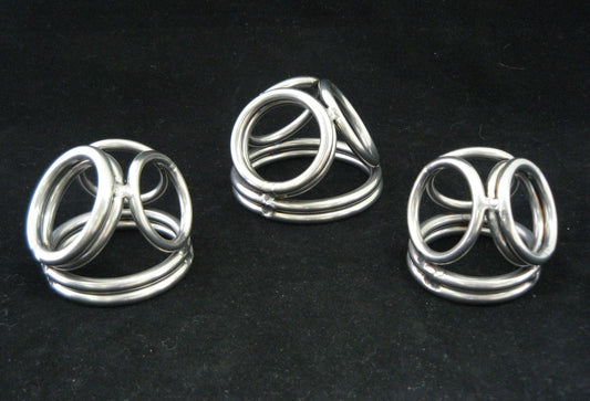 Custom Sized Quad Rings Cock Cage Cockring in Stainless Steel