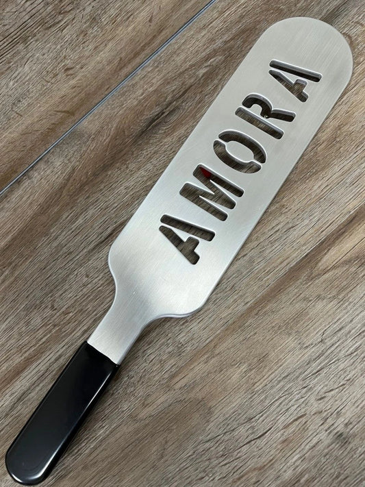 Custom Engraved Machined Cutout Letters 18" Spanking Paddle in Aluminum